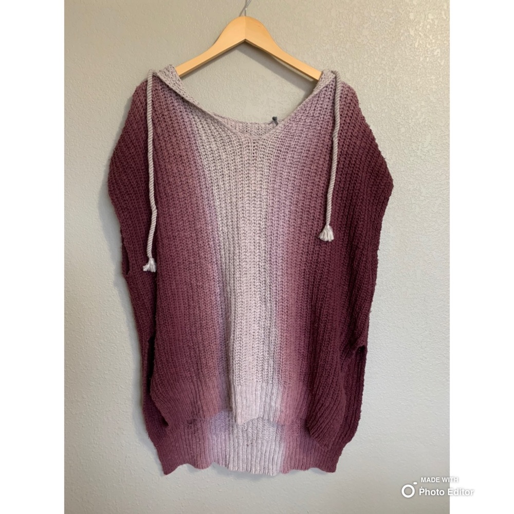 Hello Nite Small Sleeveless Pullover Hoodie Sweater Poncho Vest Bohemian NWT